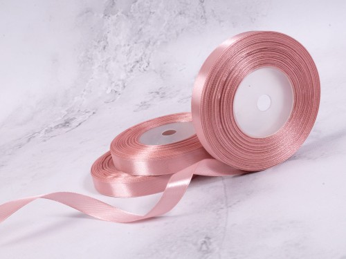 Wstążka Satynowa 12mm x 35Y # Pudrowy Brudny Róż*55