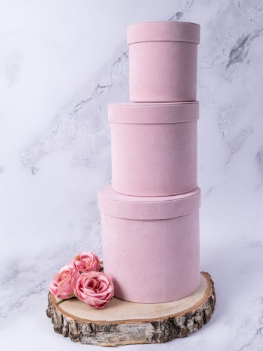 Flower Box WELUR/Komplet*3  # Pudrowy  Róż