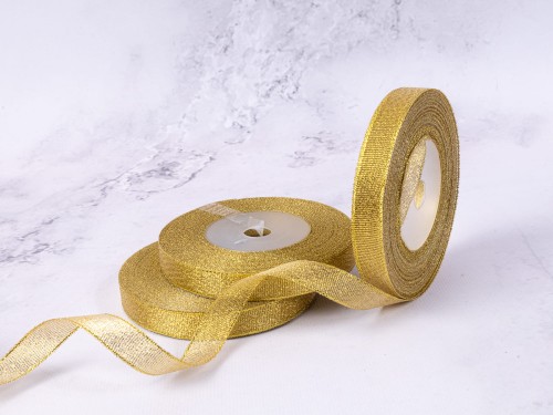 Wstążka Błyszcząca 12mm x 25Y # Złoto