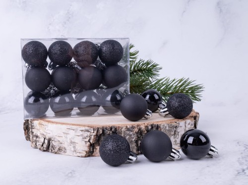 Bombki Ø 25 mm # Czerń MIX (24 szt)