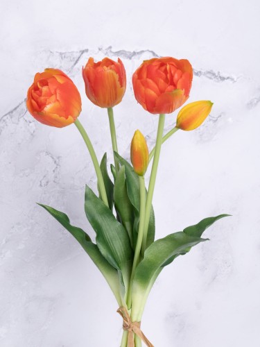 Tulipany SILIKONOWE/Wiązka "Papuzi"# Pomarańcz/Żółty (5 szt)