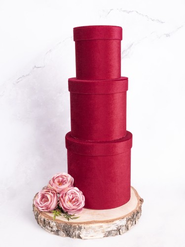 Flower Box WELUR/Komplet*3 # Czerwień Malinowa